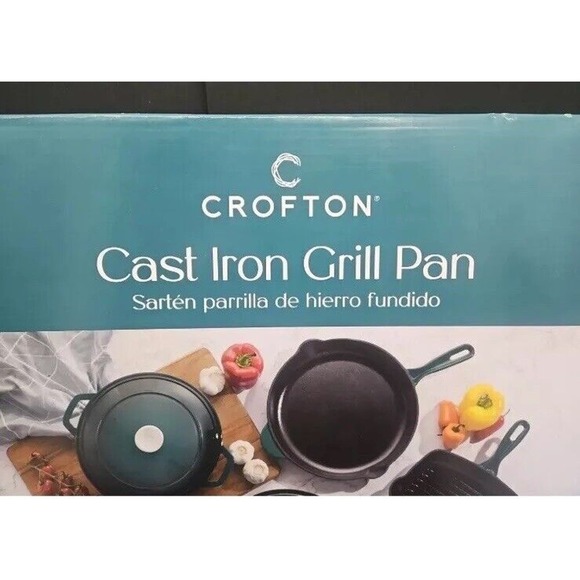 Crofton 11" Square Green Enamel Cast Iron Skillet Frying Pan Double Pour NOS - Picture 5 of 11